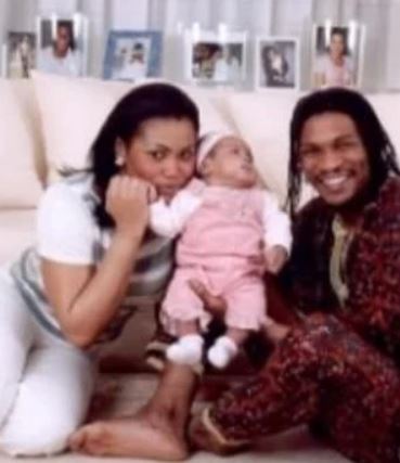 Rigobert Song and his wife Gabrielle Esther Nnomo Mballa together with their baby in early age